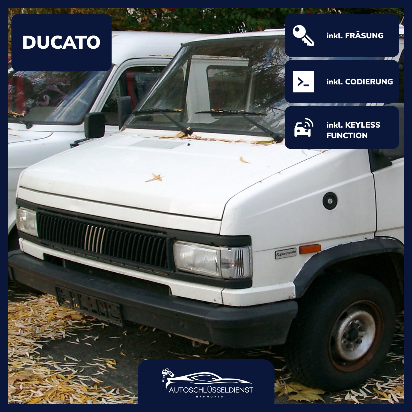 Ersatzschlüssel für FIAT DUCATO – inklusive Codierung und präziser Fräsung.