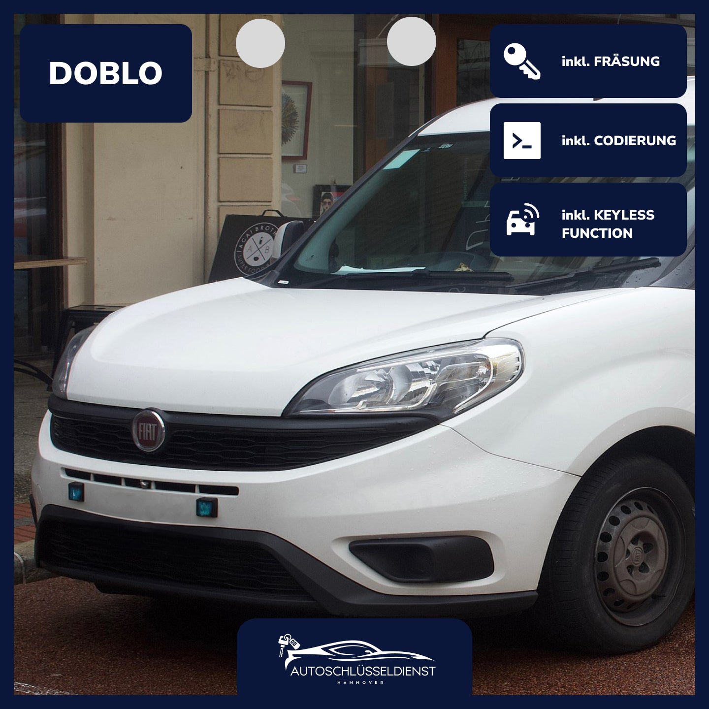 Ersatzschlüssel für FIAT DOBLO – inklusive Codierung und präziser Fräsung.