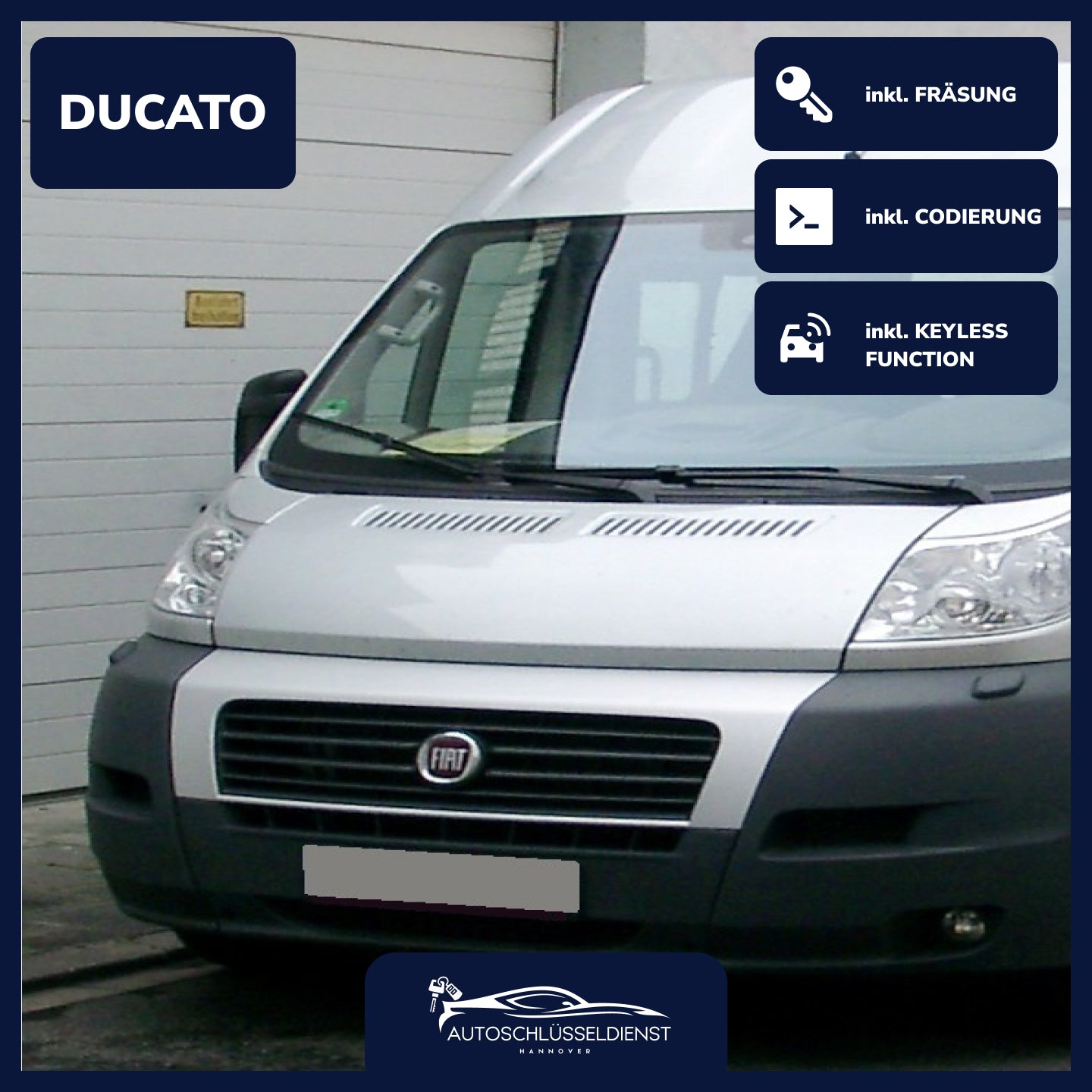 Ersatzschlüssel für FIAT DUCATO – inklusive Codierung und präziser Fräsung.