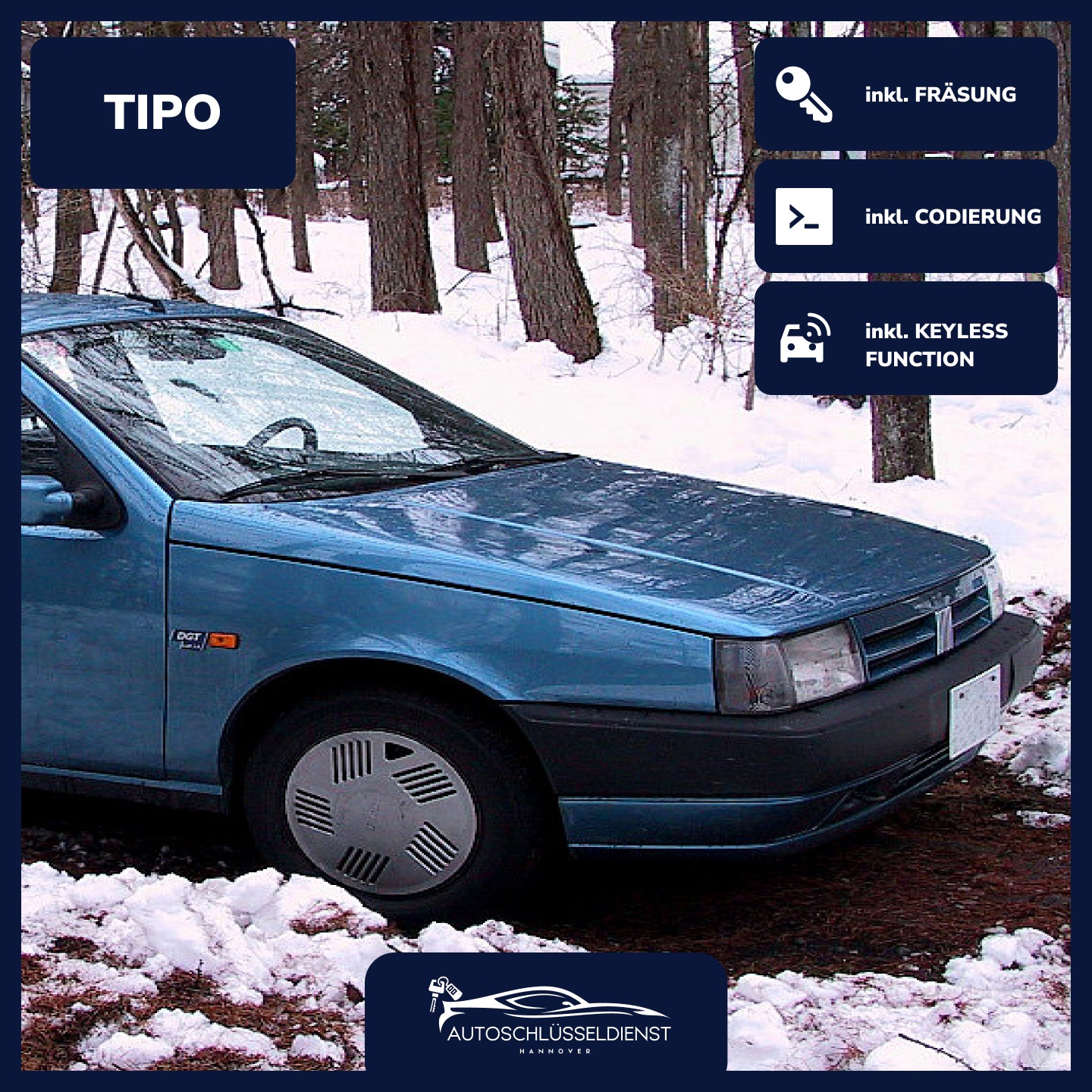 Ersatzschlüssel für FIAT TIPO – inklusive Codierung und präziser Fräsung.