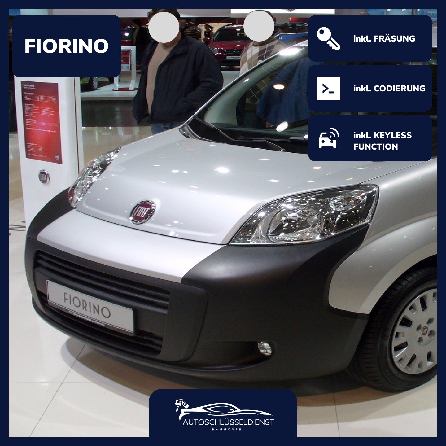 Ersatzschlüssel für FIAT FIORINO – inklusive Codierung und präziser Fräsung.