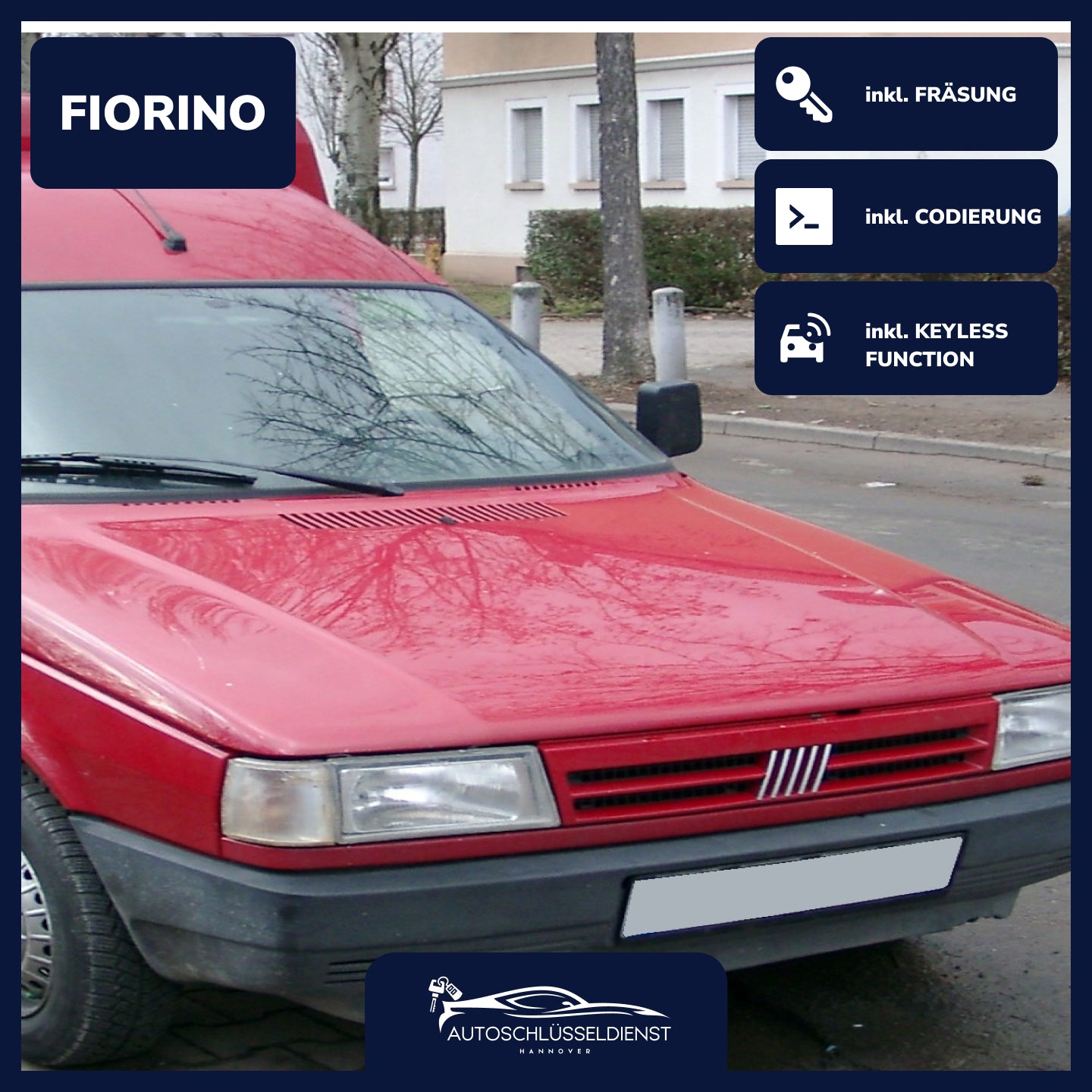 Ersatzschlüssel für FIAT FIORINO – inklusive Codierung und präziser Fräsung.