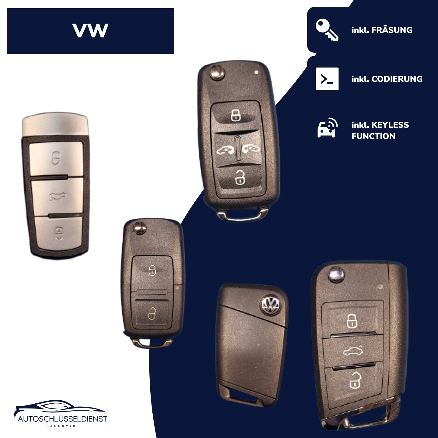 Ersatzschlüssel für VW ID.4 (Elektro) – inklusive Codierung und präziser Fräsung.
